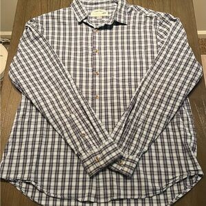 Old Navy Men's Navy and White Plaid Shirt Regular Fit